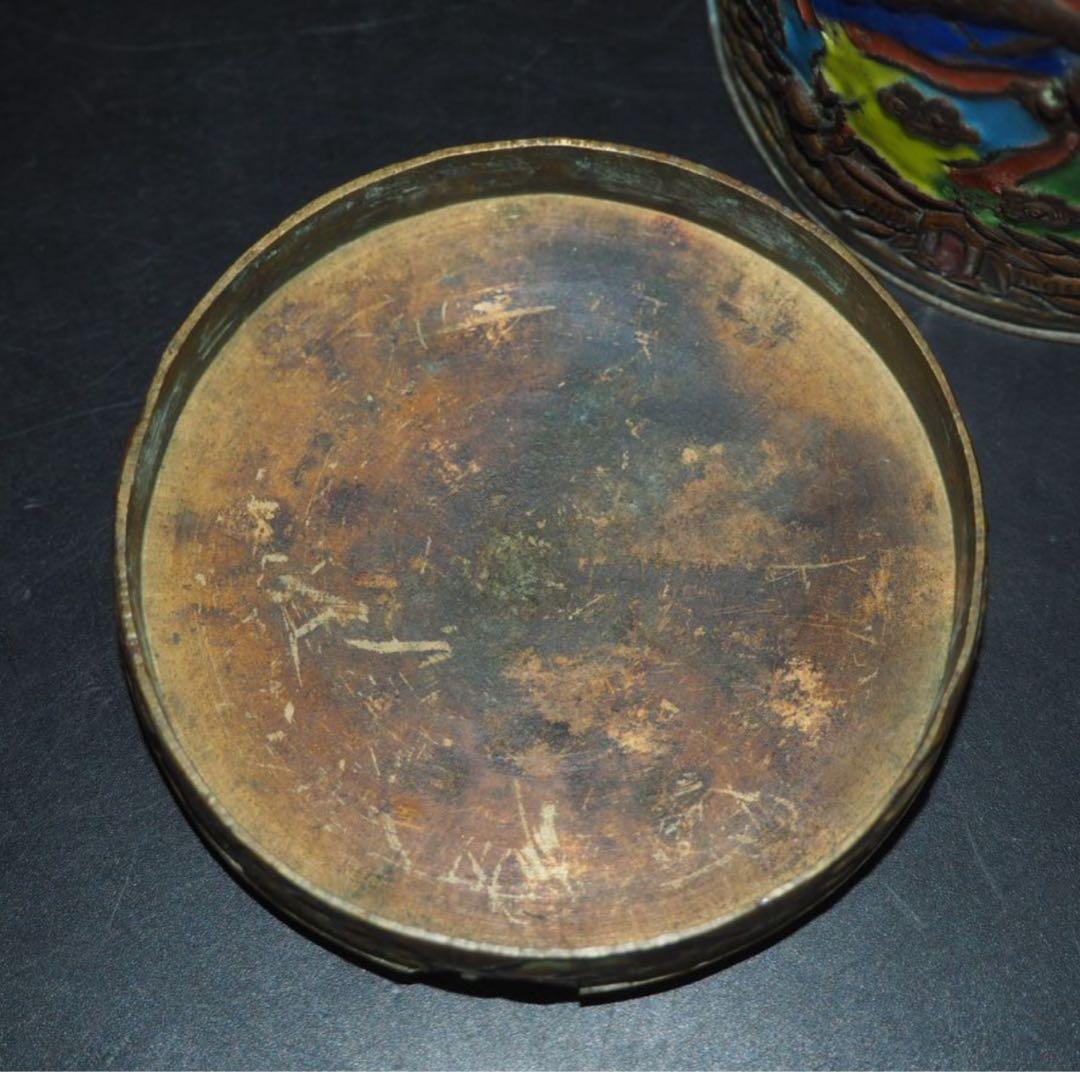 送料無料　江戸～明治　七宝龍文茶筒・茶入　茶道具　検/銀瓶鉄瓶茶托茶壺古錫玉川堂