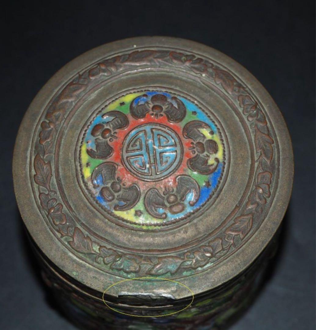 送料無料　江戸～明治　七宝龍文茶筒・茶入　茶道具　検/銀瓶鉄瓶茶托茶壺古錫玉川堂