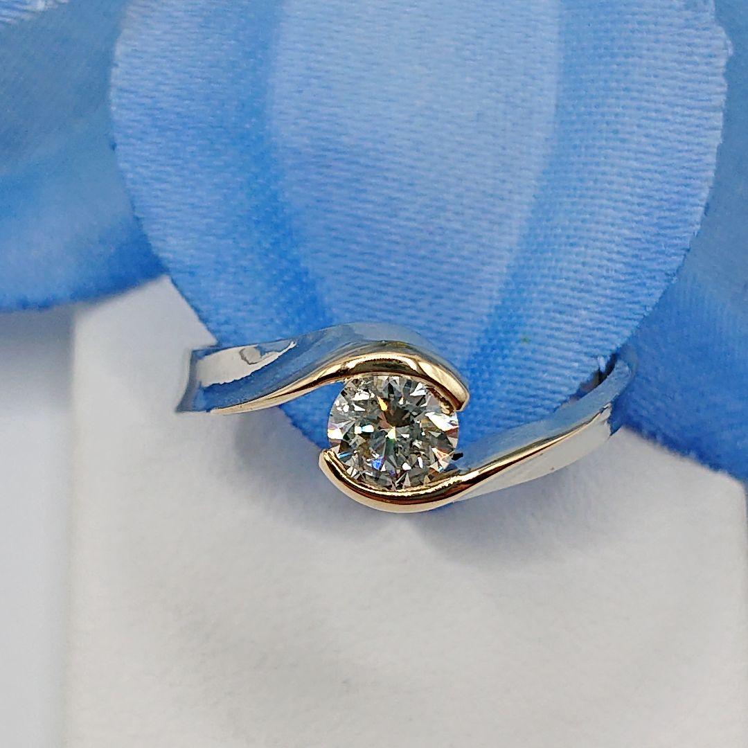 Jazz Singer様エレガント 一粒天然ダイヤモンドリングPt900/K18