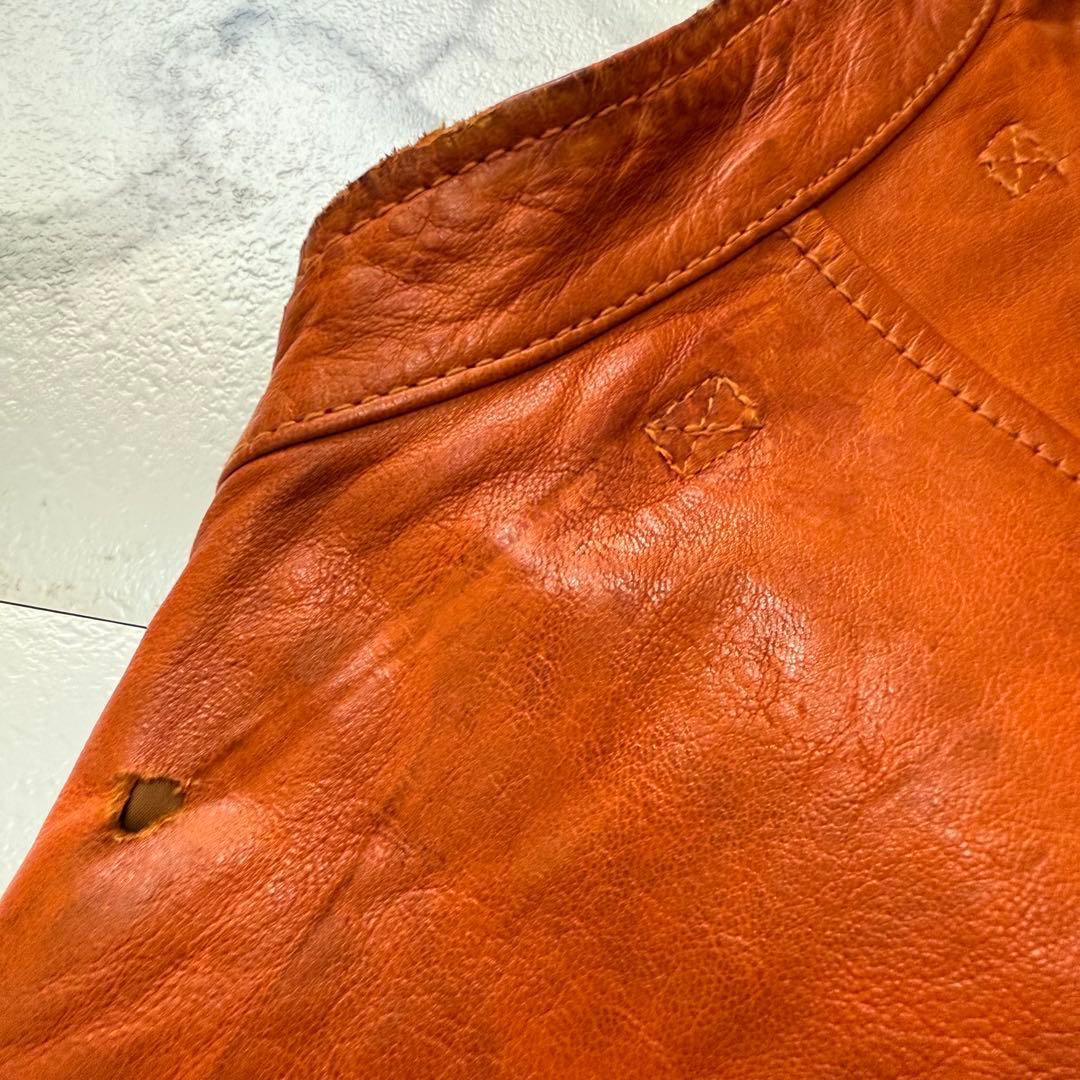 AVIREX アヴィレックス ゴートスキン パッチ シングルライダースジャケット