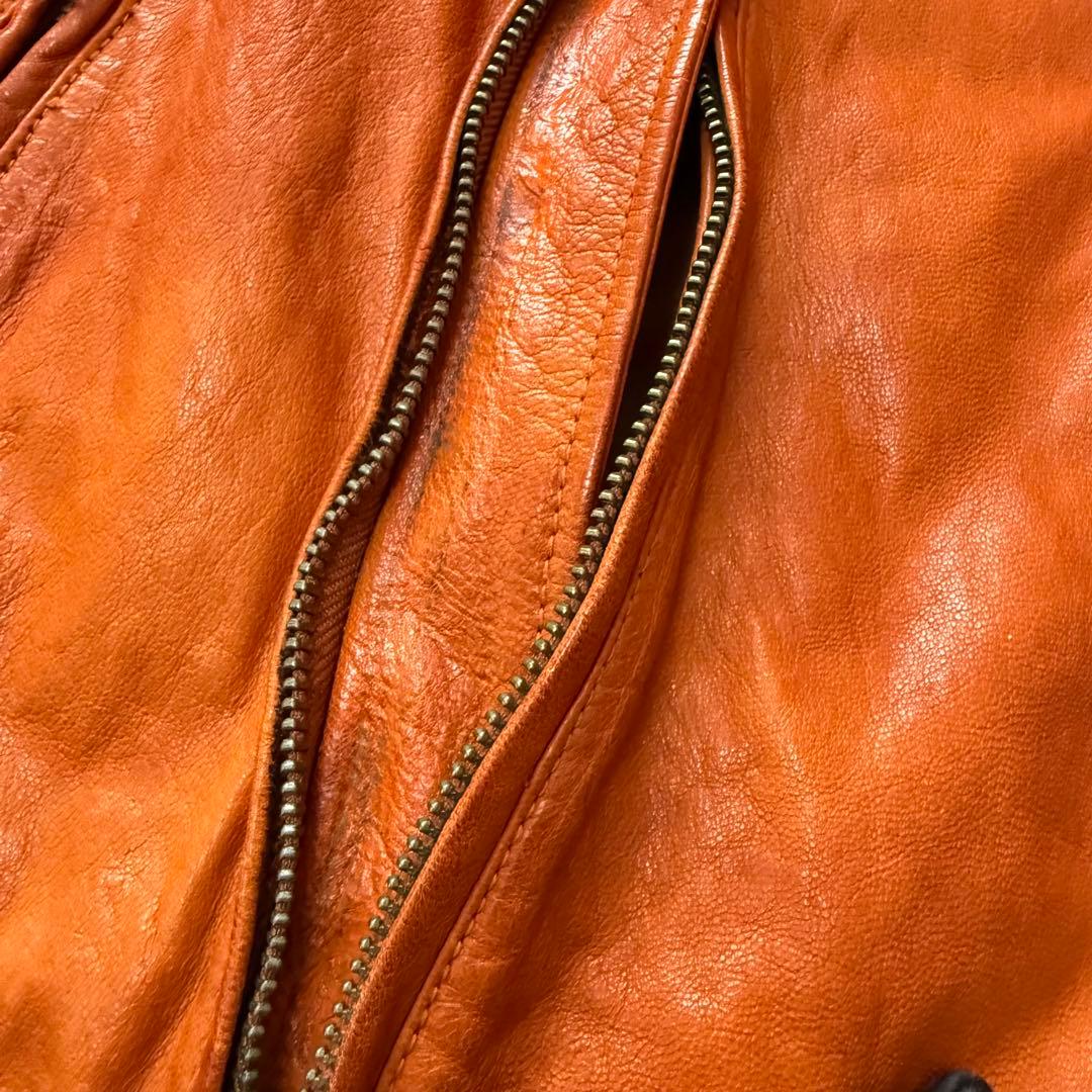 AVIREX アヴィレックス ゴートスキン パッチ シングルライダースジャケット