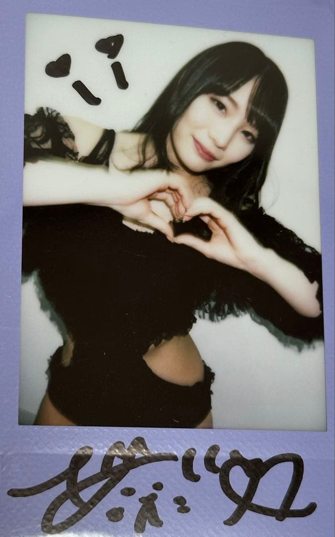 鈴村あいり　直筆サイン入りチェキ　チェキ　ハート　紫　むらさき