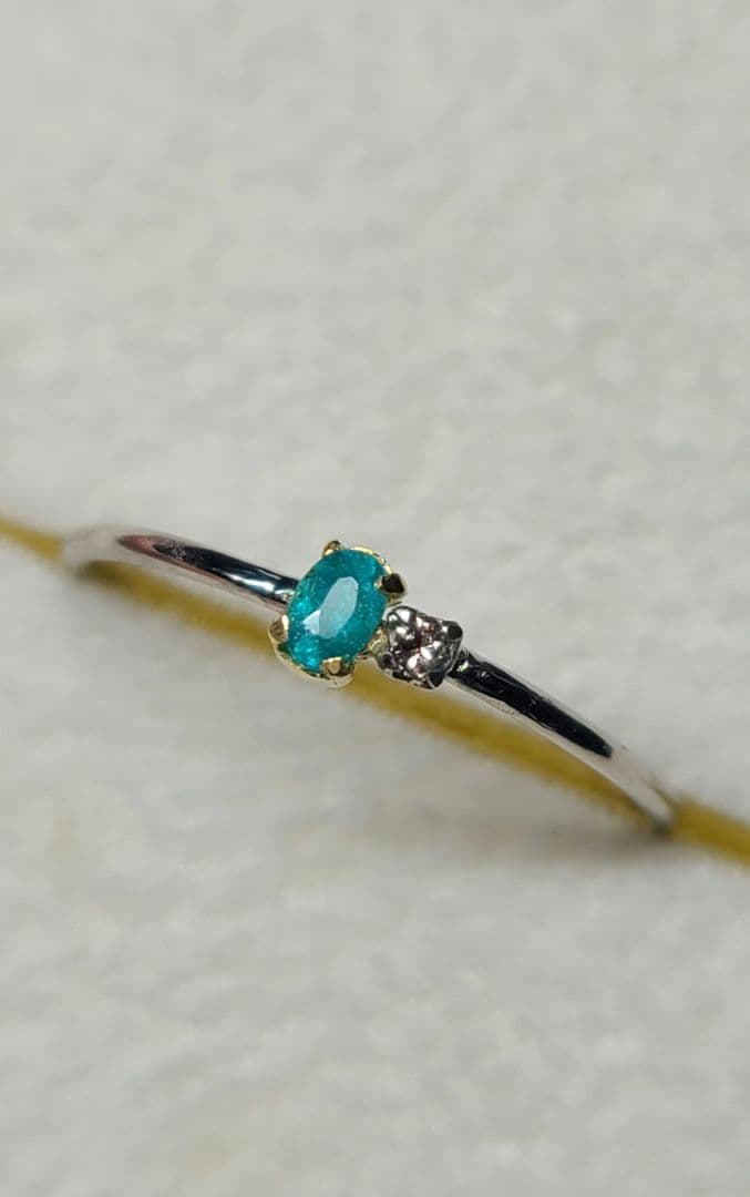 ★バターリャパライバトルマリン&アーガイルピンクダイヤモンド18金&Ptリング★