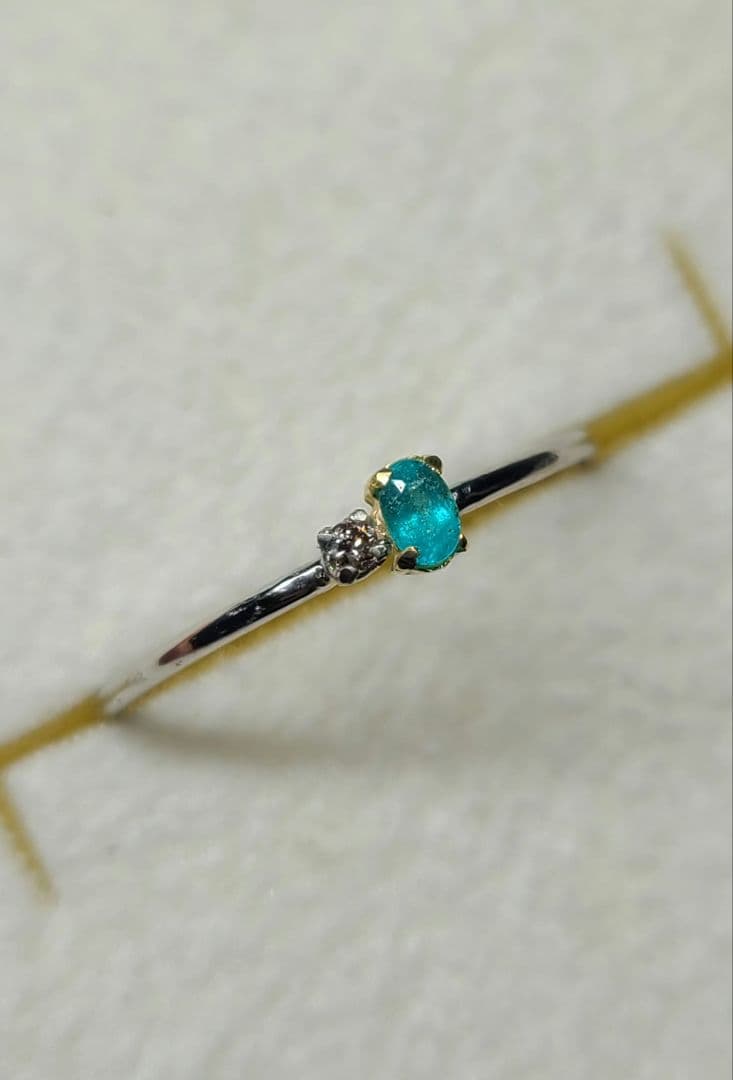 ★バターリャパライバトルマリン&アーガイルピンクダイヤモンド18金&Ptリング★