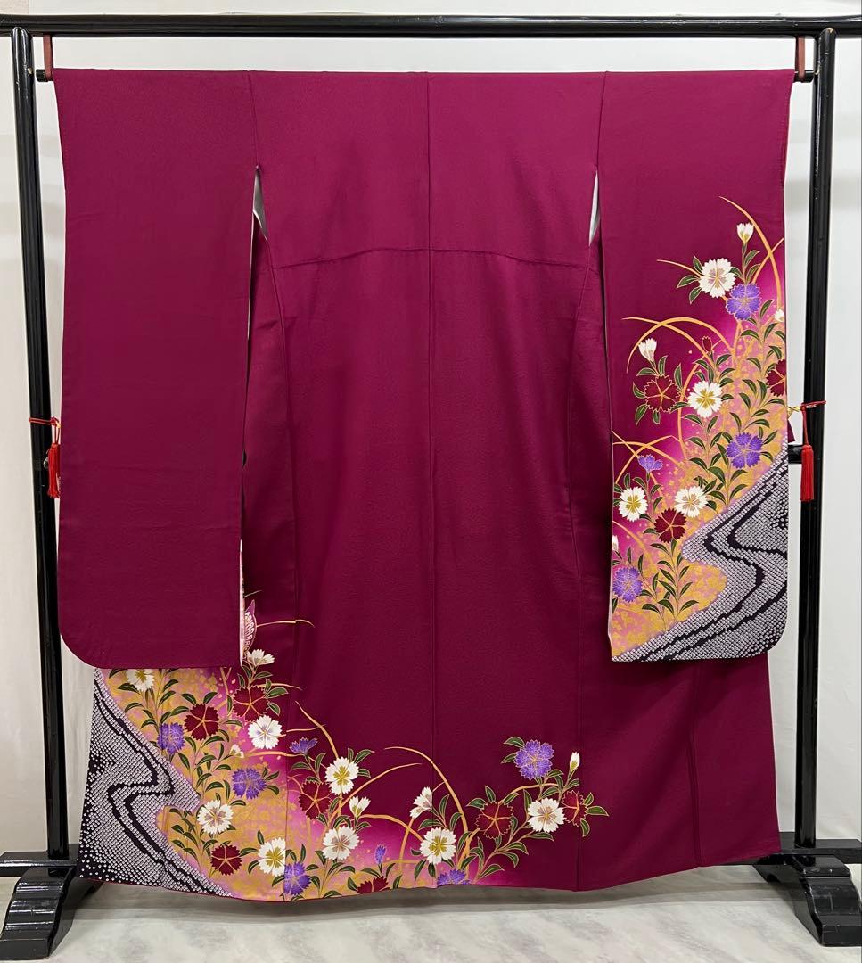 振り袖　フルセット　別誂長襦袢付　金彩加工　金駒刺繍　成人式　蝶々　643