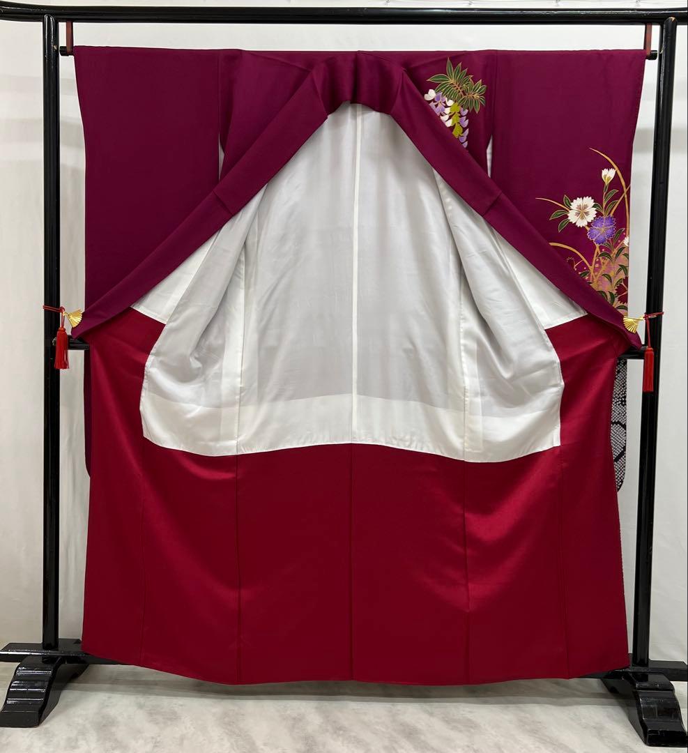 振り袖　フルセット　別誂長襦袢付　金彩加工　金駒刺繍　成人式　蝶々　643