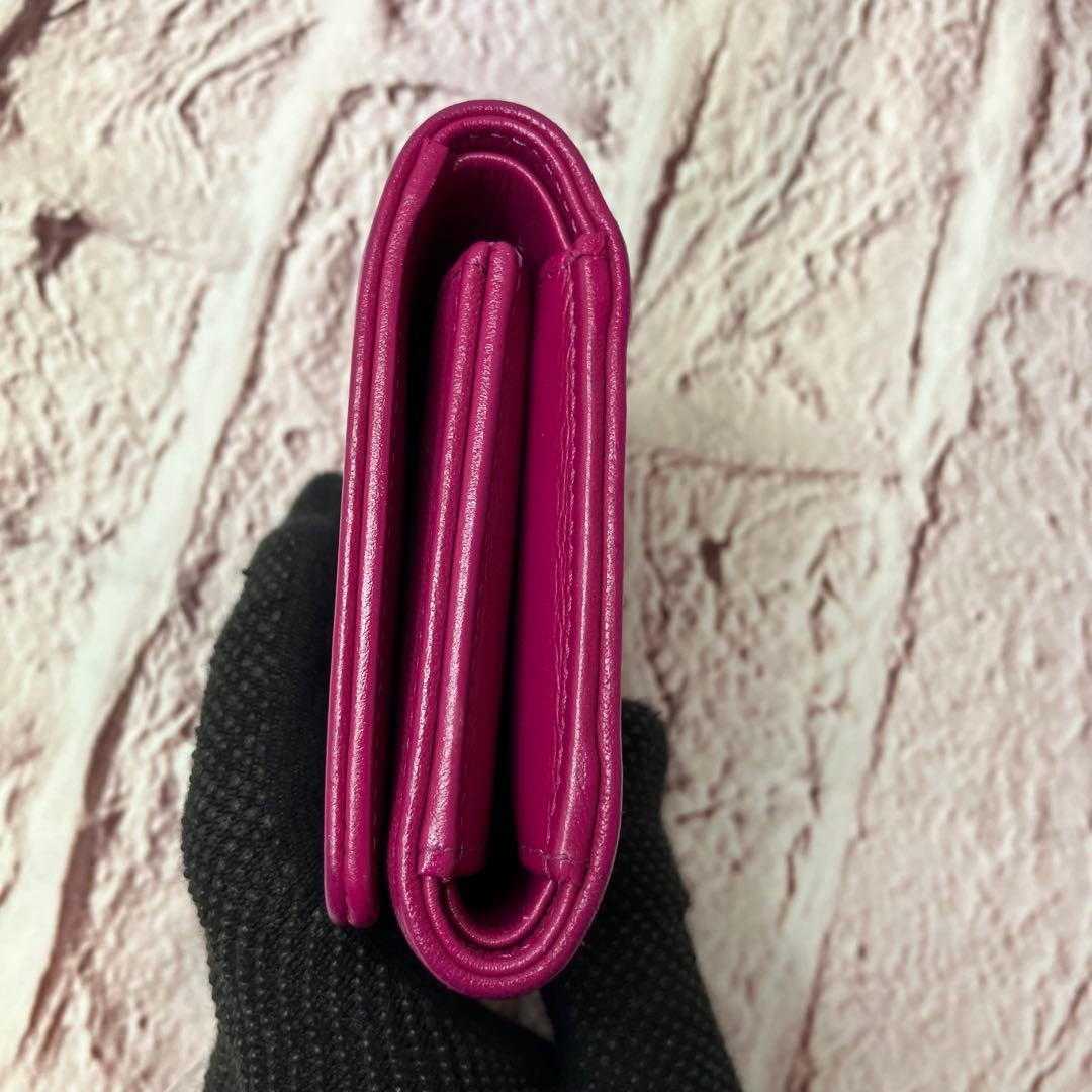 美品✨シャネル ココマーク 三つ折り財布 エンボス ステッチ レザー 正規品