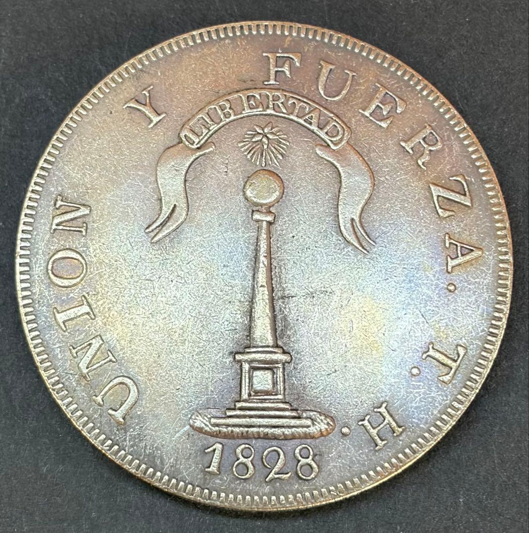 1828年 チリ 1ペソ銀貨 COQUIMBO 独立 火山 自由帽 大型39mm