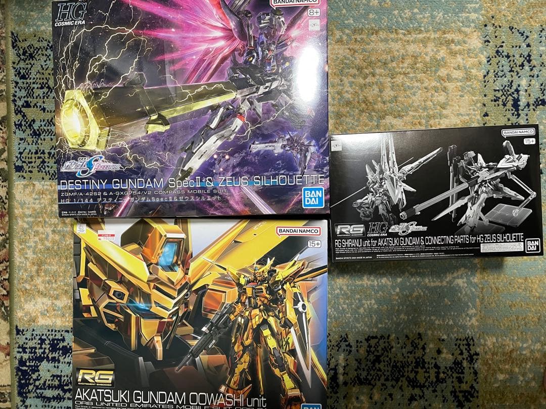 RG HG ガンプラセット　デスティニースペック2ゼウス初版、アカツキ、シラヌイ