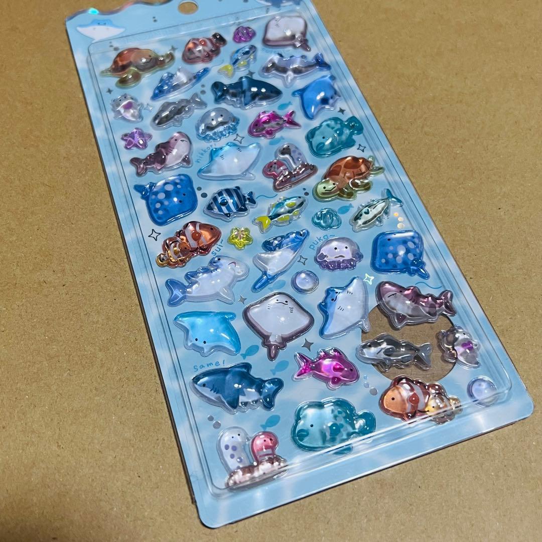 ボンボンドロップシール　水族館限定　海水魚、海獣、深海魚　３個セット