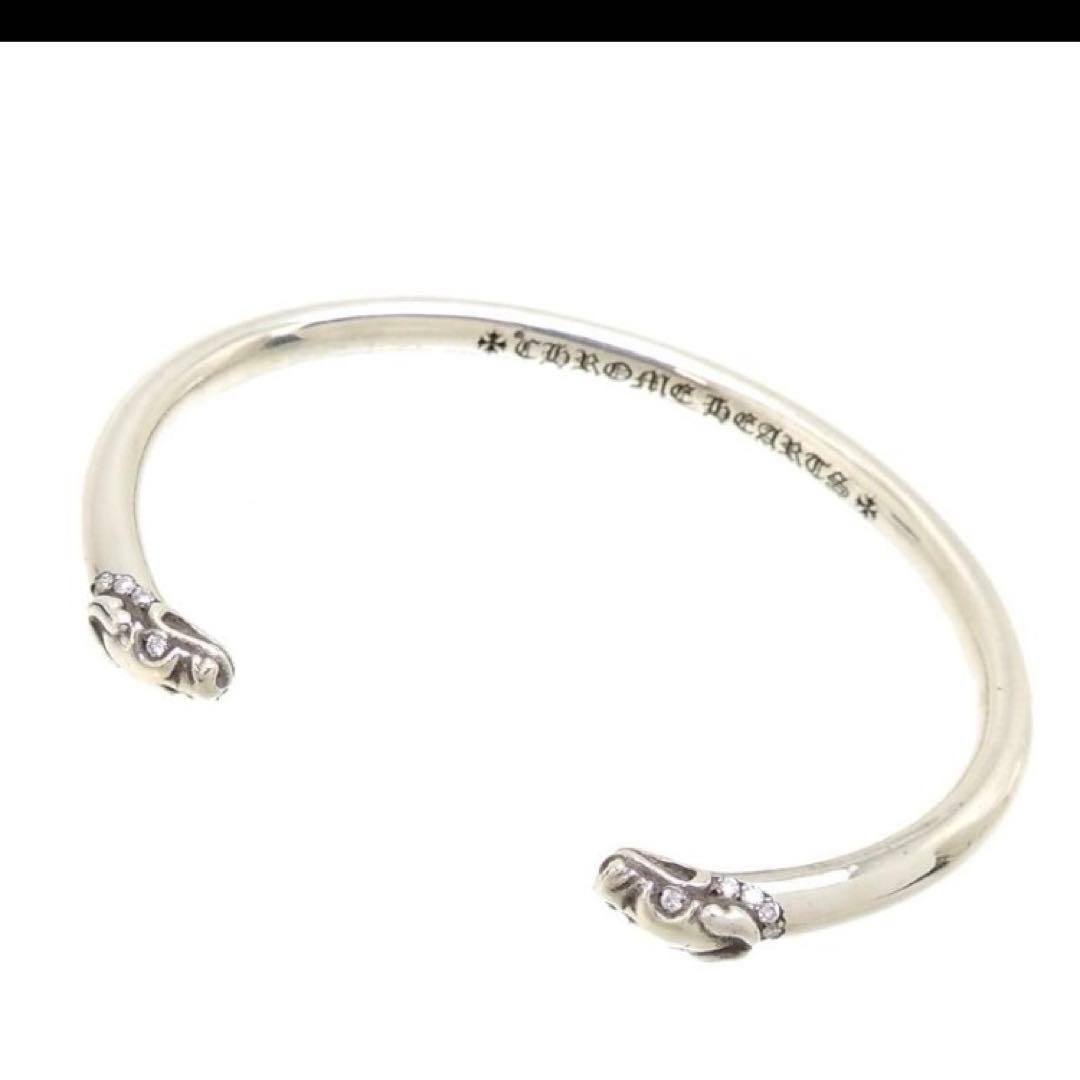 クロムハーツダブルドッグ パヴェダイヤモンドバングルシルバー925