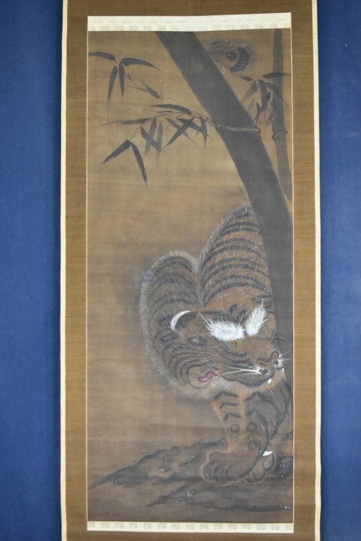 【模写】柳澤淇園/猛虎図/掛軸/名家伝来/AA-734