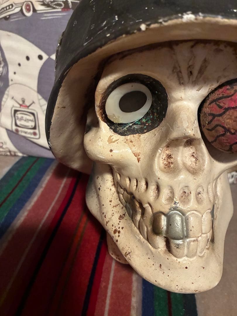 ビンテージ　スカル　髑髏　骸骨　貯金箱　インダストリアル　ネイバーフッド　レトロ