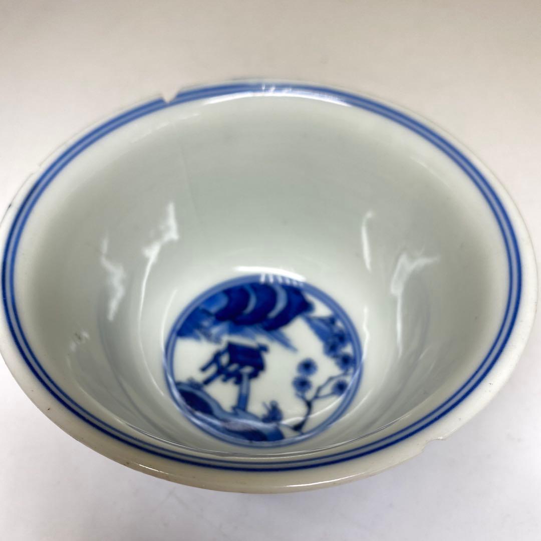 中国古玩　大明嘉靖年製　青花汲出碗5客　径約10.5㎝東Y7-0404③トヒチサ