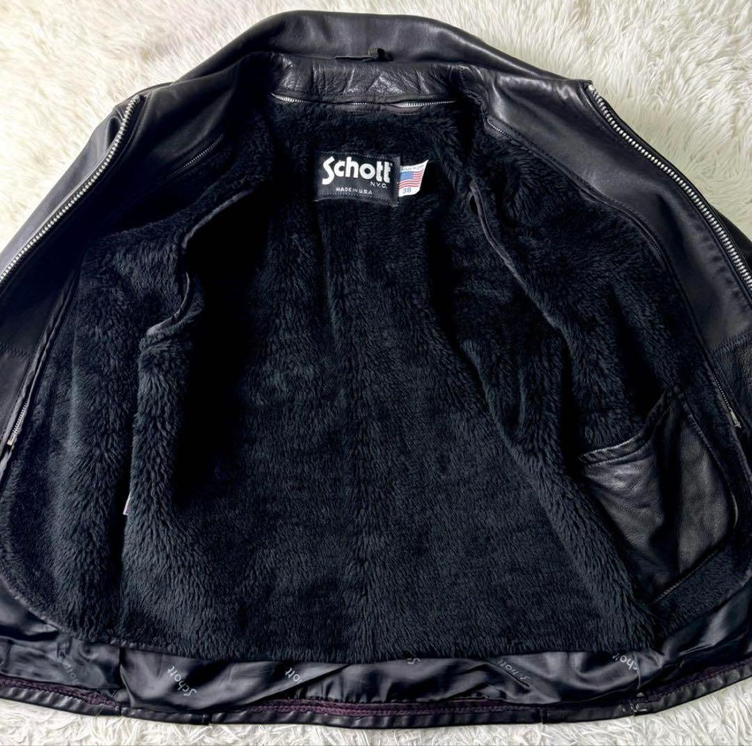美品/希少✨schott トラッカージャケット　ライダース　ブラック　本革　38