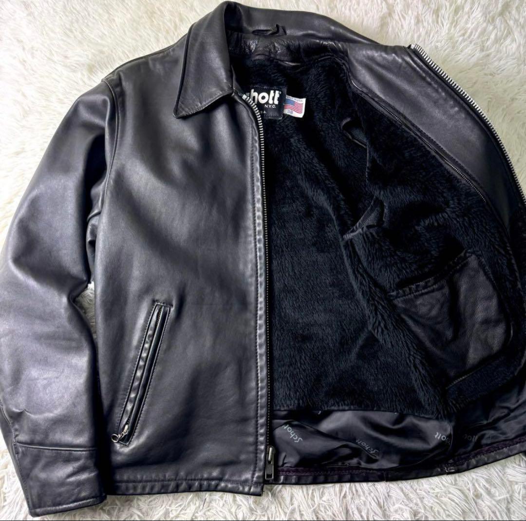 美品/希少✨schott トラッカージャケット　ライダース　ブラック　本革　38