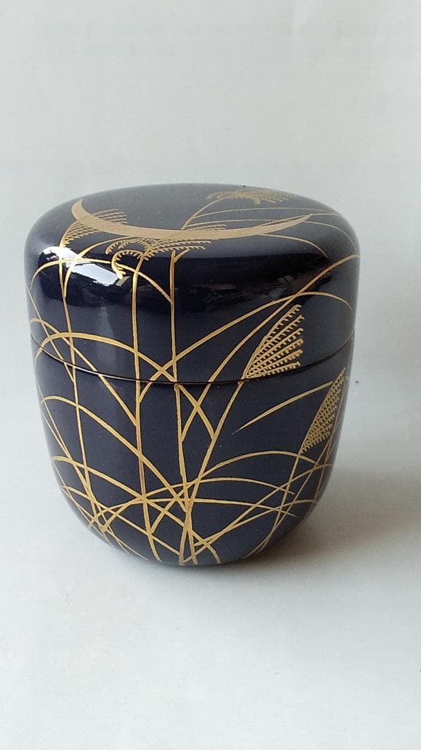 山中塗 中村湖彩 作 秋草に兎蒔絵 中棗 漆器 漆芸 茶道具 棗 共箱 新品