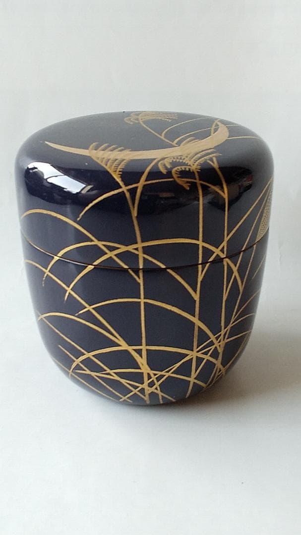 山中塗 中村湖彩 作 秋草に兎蒔絵 中棗 漆器 漆芸 茶道具 棗 共箱 新品