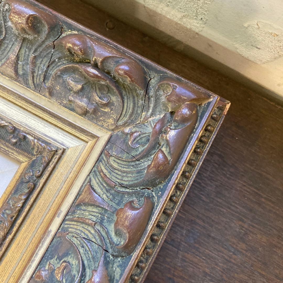 古額縁 P8号 油彩額縁 ゴールドフレーム 金装飾 ビンテージ アンテ