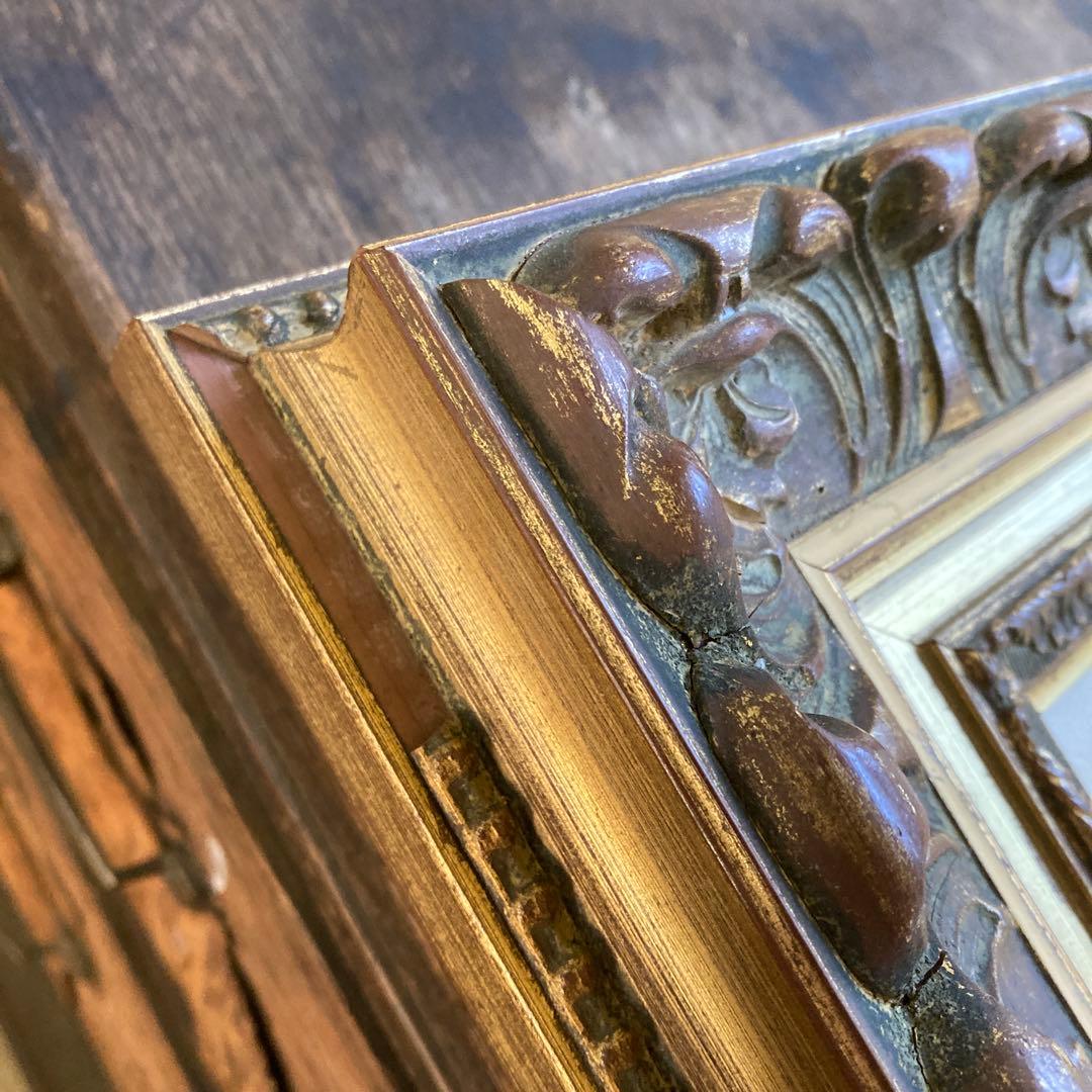 古額縁 P8号 油彩額縁 ゴールドフレーム 金装飾 ビンテージ アンテ