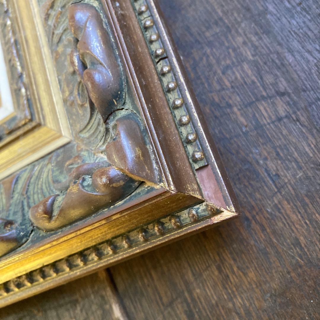 古額縁 P8号 油彩額縁 ゴールドフレーム 金装飾 ビンテージ アンテ