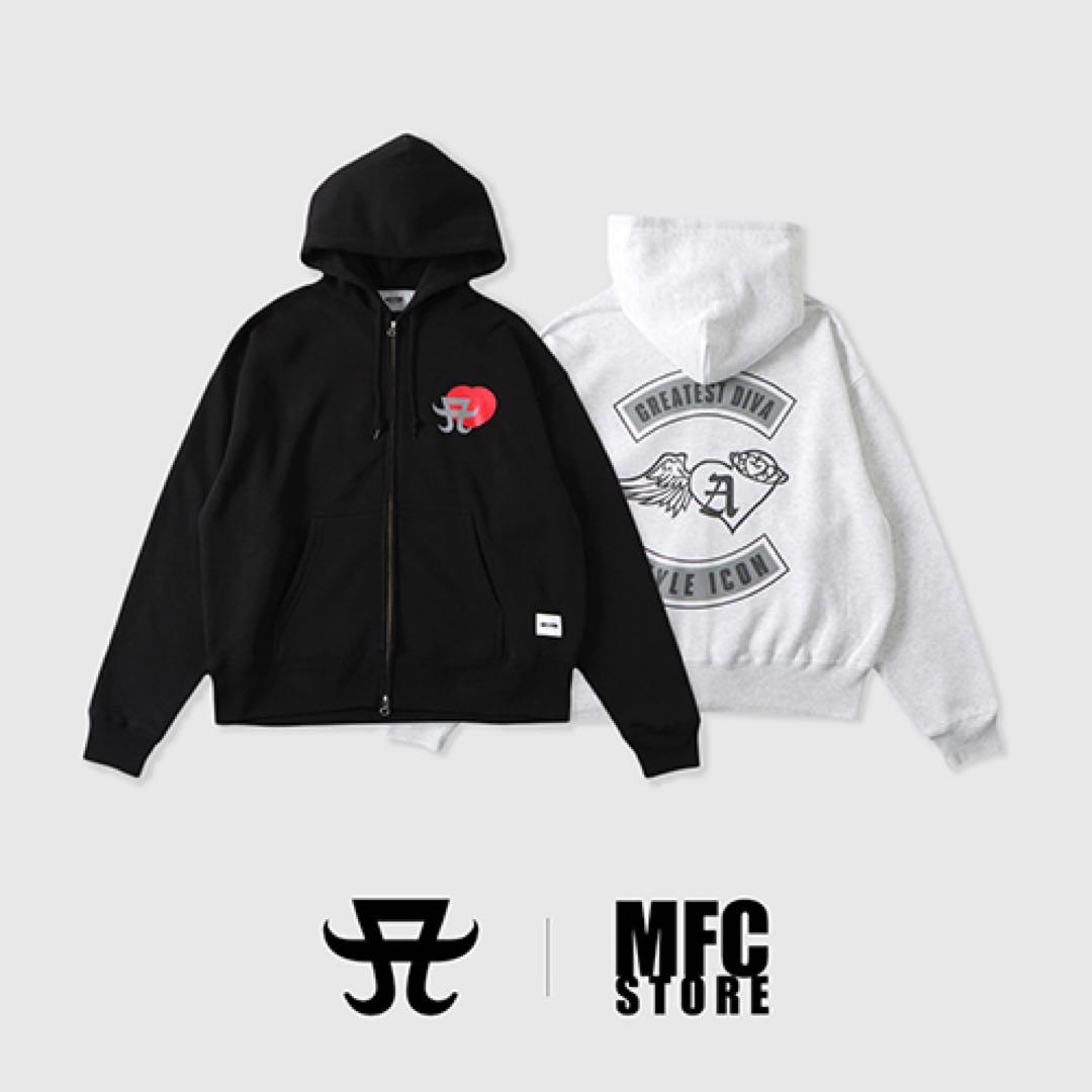 浜崎あゆみ × MFC STORE ジップフーディ ブラック ᒪサイズ+金テ付