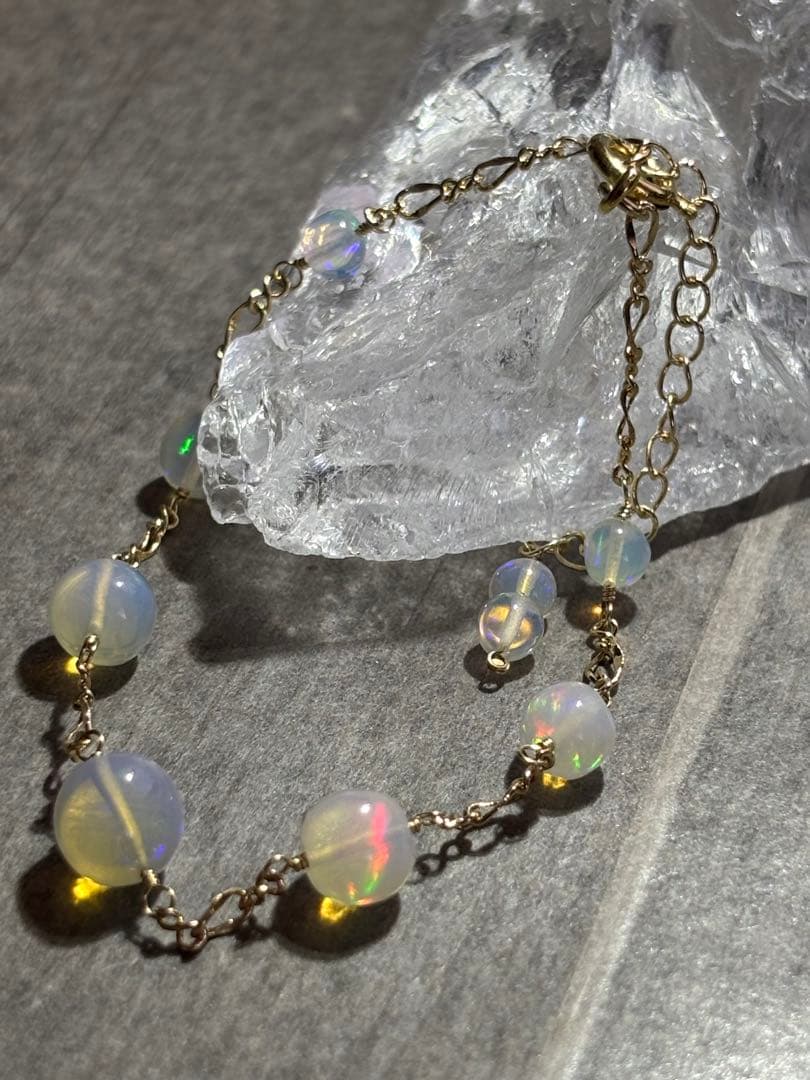 【桃色の雲】エチオピア産オパール丸玉✴︎14kgfブレスレットB141他