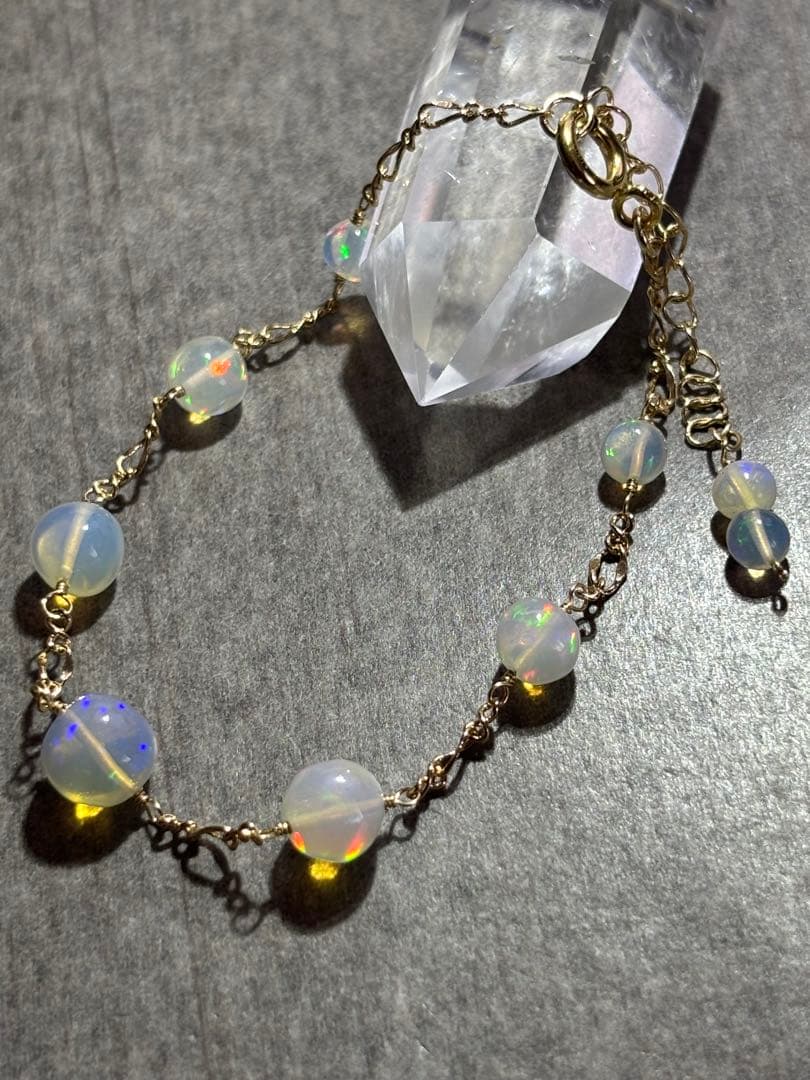 【桃色の雲】エチオピア産オパール丸玉✴︎14kgfブレスレットB141他