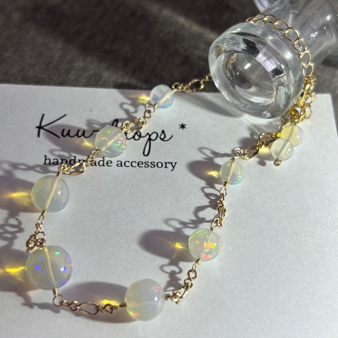 【桃色の雲】エチオピア産オパール丸玉✴︎14kgfブレスレットB141他