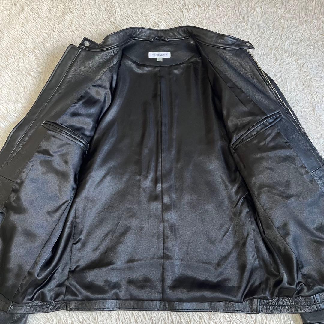 【美品】ユナイテッドアローズ 羊革 シングルライダース レザージャケット 黒 L