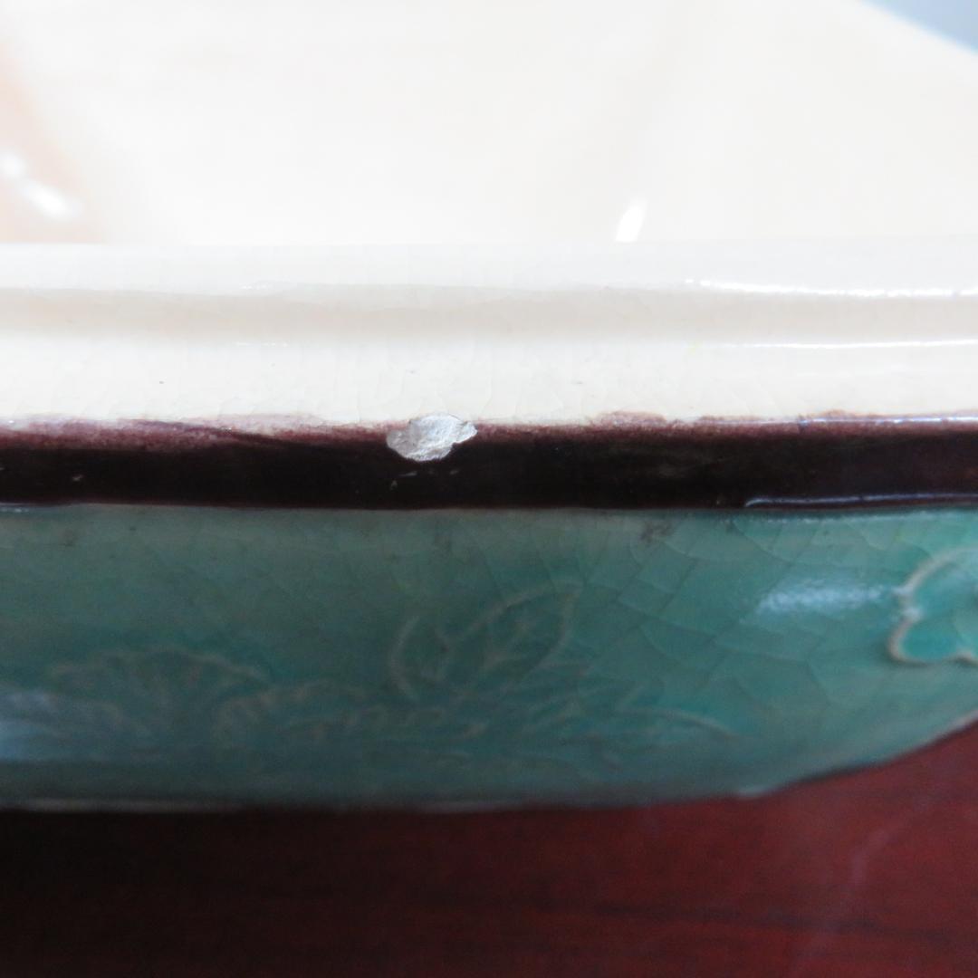 青磁 共箱 木箱 蓋物 菓子盆 菓子器 寿 銘 欠け 吉田屋