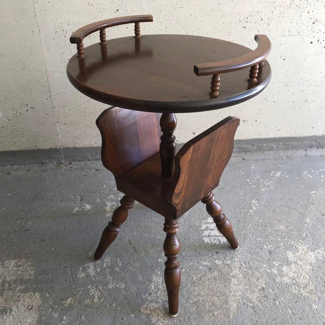 昭和レトロ 飛騨産業 キツツキ サイドテーブル コーヒーテーブル 丸テーブル