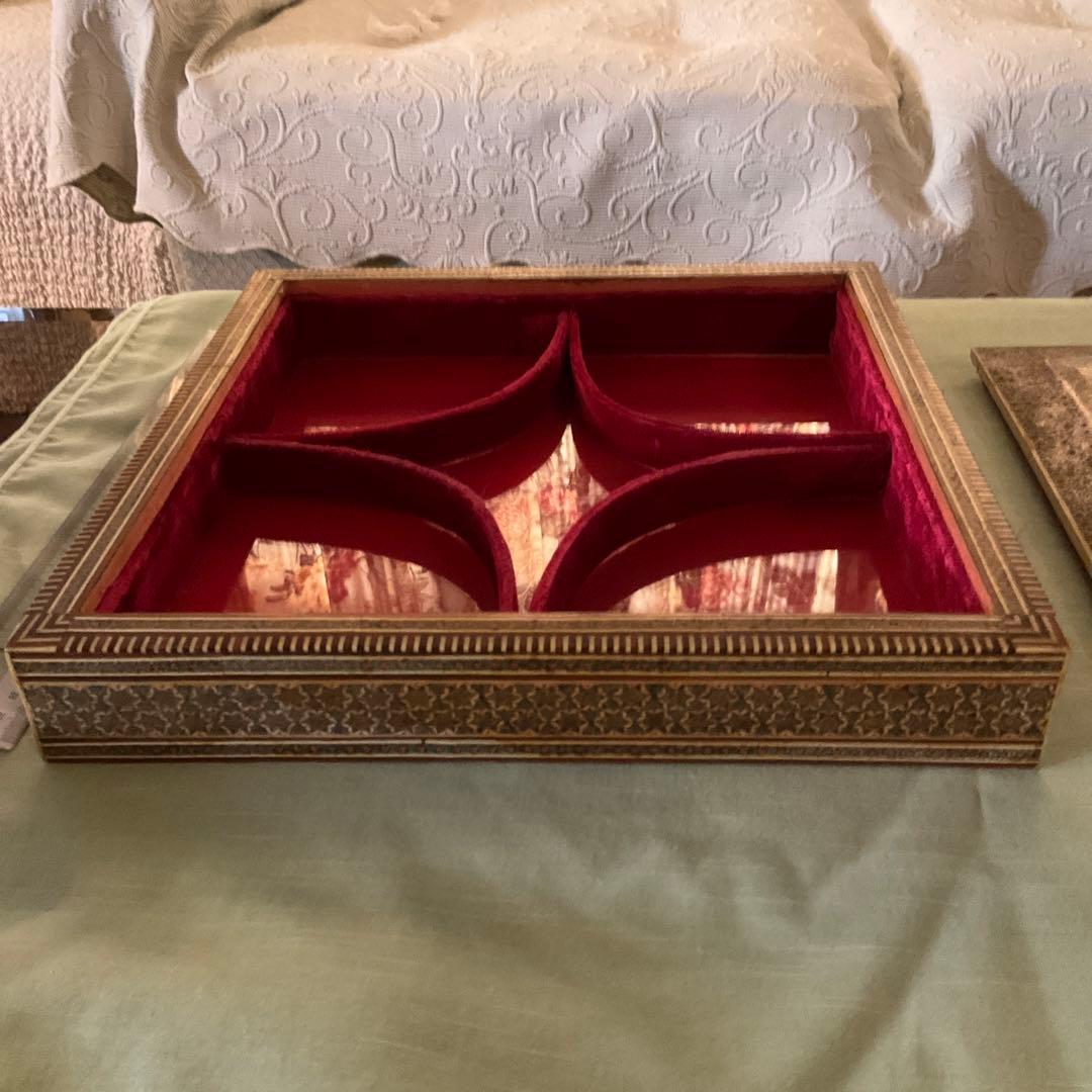 ペルシャ　寄木細工　蓋付き箱　50年前イラン