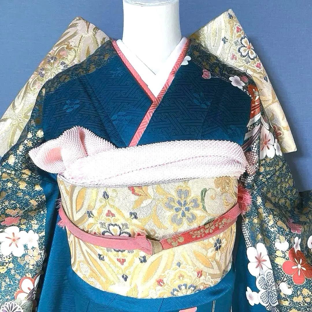 振袖フルセット　手描き友禅　紋意匠　成人式振袖　振袖　裄丈68