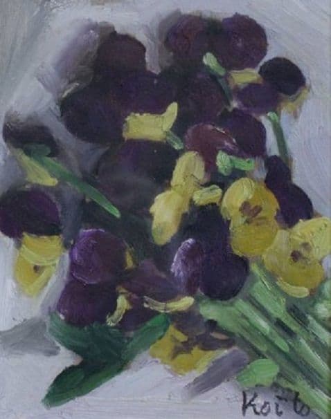 ※油彩画/花/肉筆/板/額付き/サイン有り/