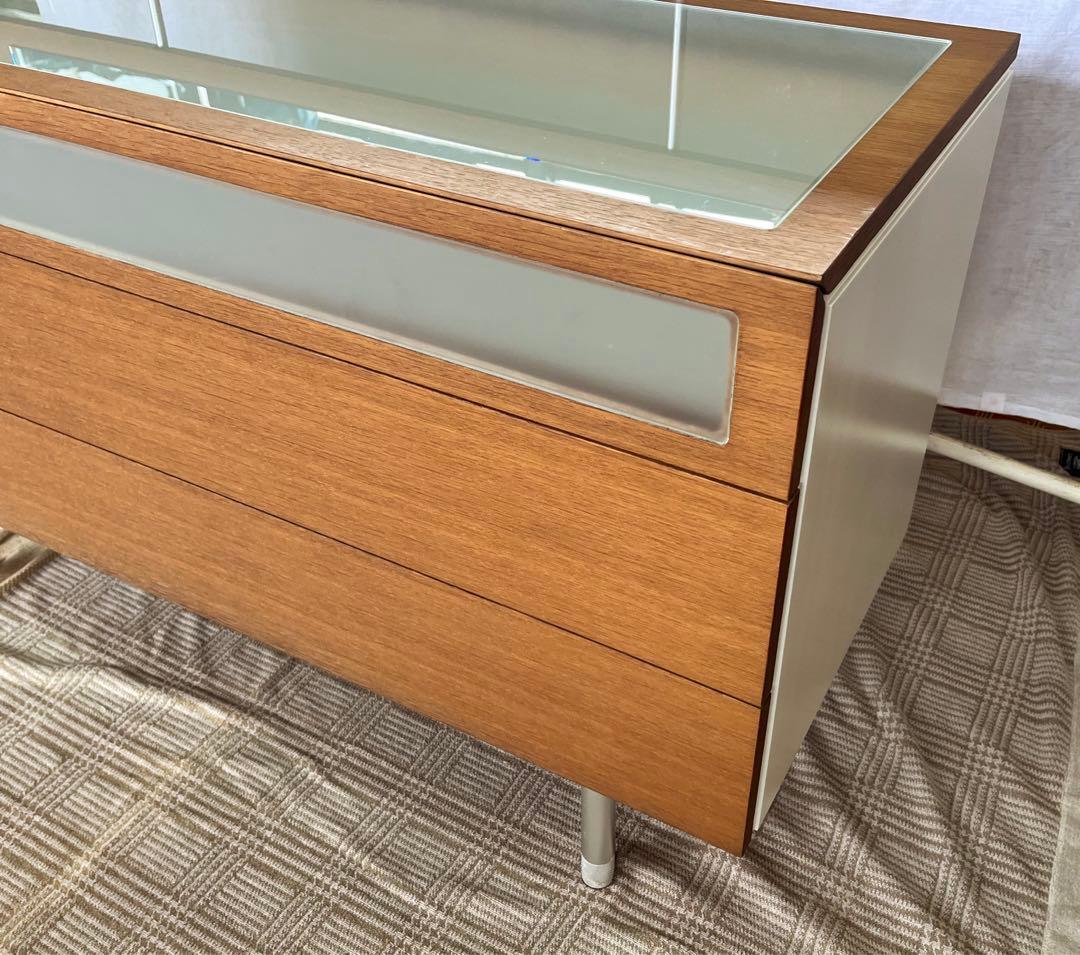 【アンティーク】北欧レトロ 鏡台 3段引出し ドレッサー チェスト キャビネット