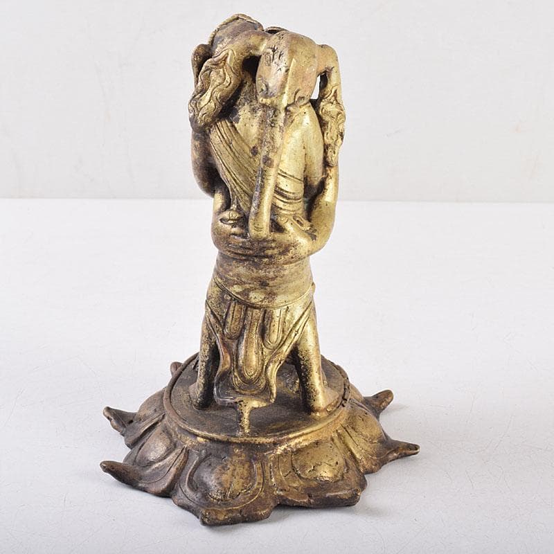 仏教美術　古銅　時代唐物　チベット仏　歓喜天　ガネーシャ　置物　M　R9059