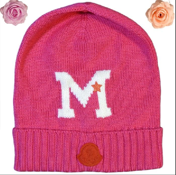 新品・未使用✨モンクレール ロゴ ニットキャップ ビーニー ピンク