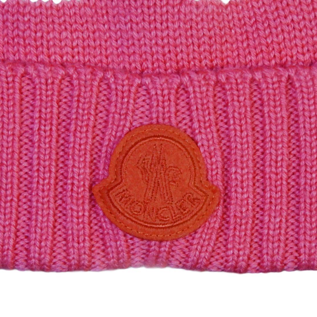 新品・未使用✨モンクレール ロゴ ニットキャップ ビーニー ピンク