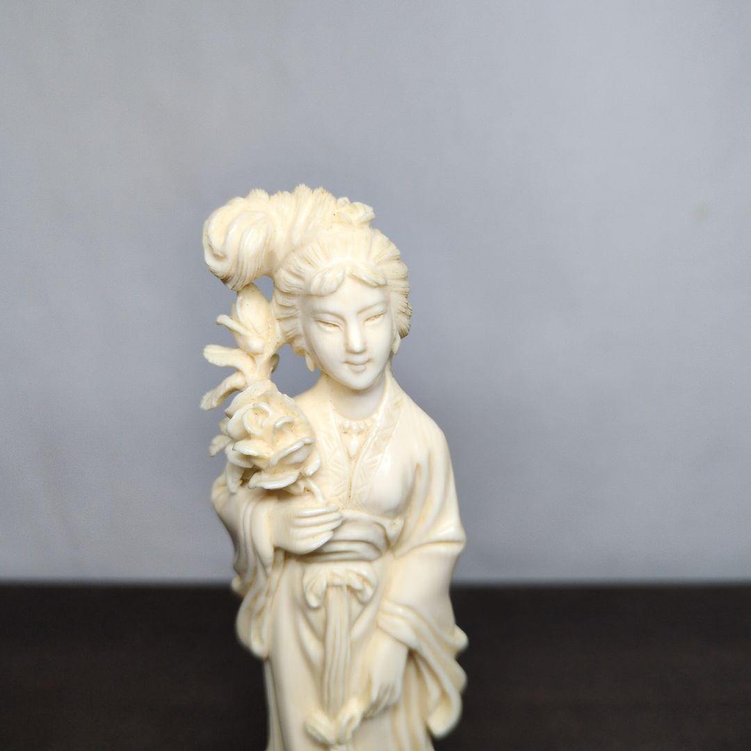 東洋彫刻 美人像 置物 高さ約18cm