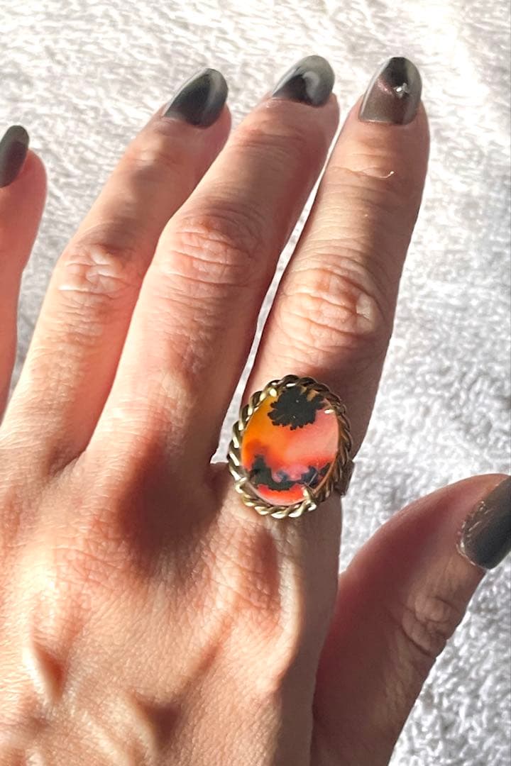 デンドリティックアゲート　額縁リング　真鍮　kitohi