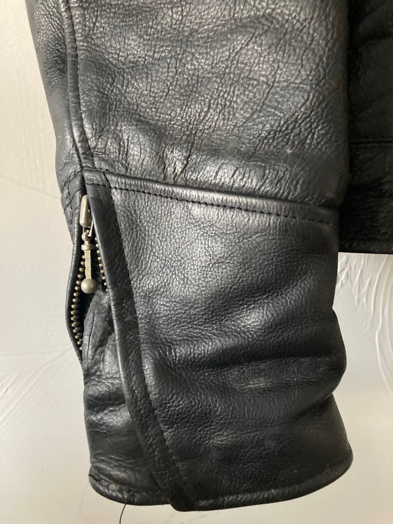 ブラック シングルライダースジャケット 5351プールオム