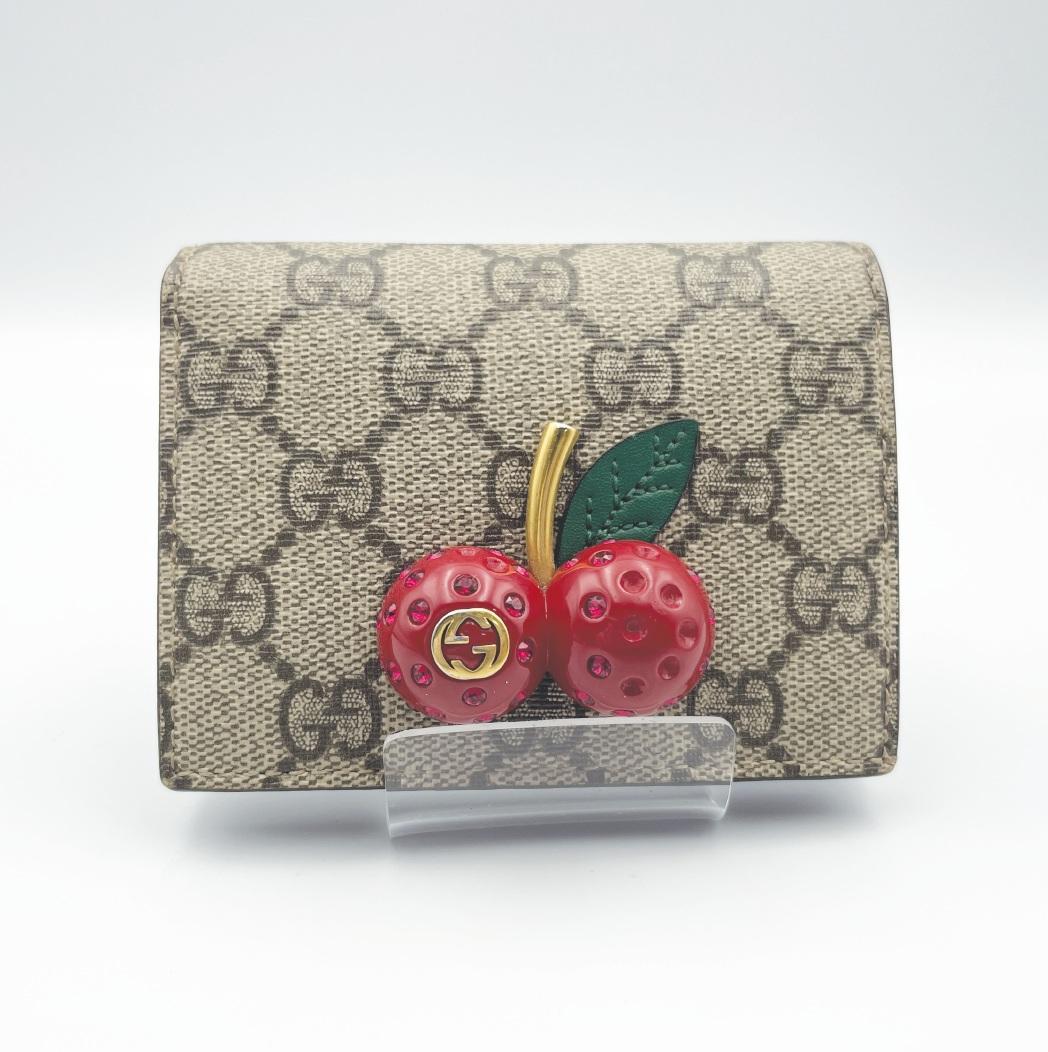 【GUCCI（グッチ）】さくらんぼ 財布 GGスプリーム コンパクト