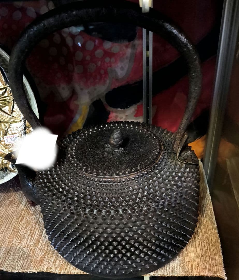 貴重！鋳鉄製 アラレ模様 鉄瓶　南部鉄器 大 霰石 骨董 時代物