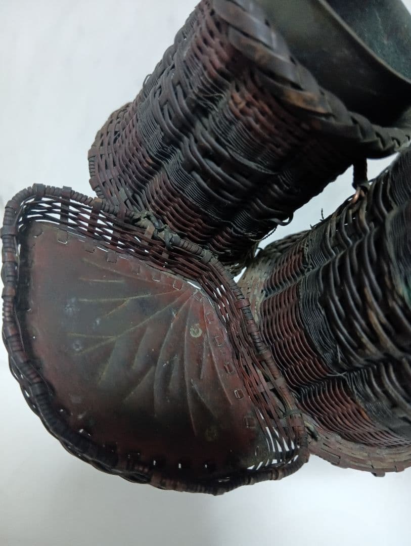 江戸時代武家旧家蔵出古銅製編込み細工茶道具置物アンティーク飾りコレクション