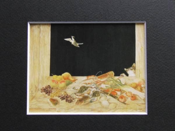 藤田嗣治、「Nature morte et un chat」、希少画集の額装画