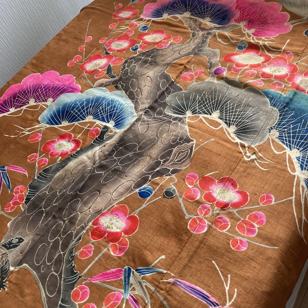 古布4巾(めでたい柄鶴亀)