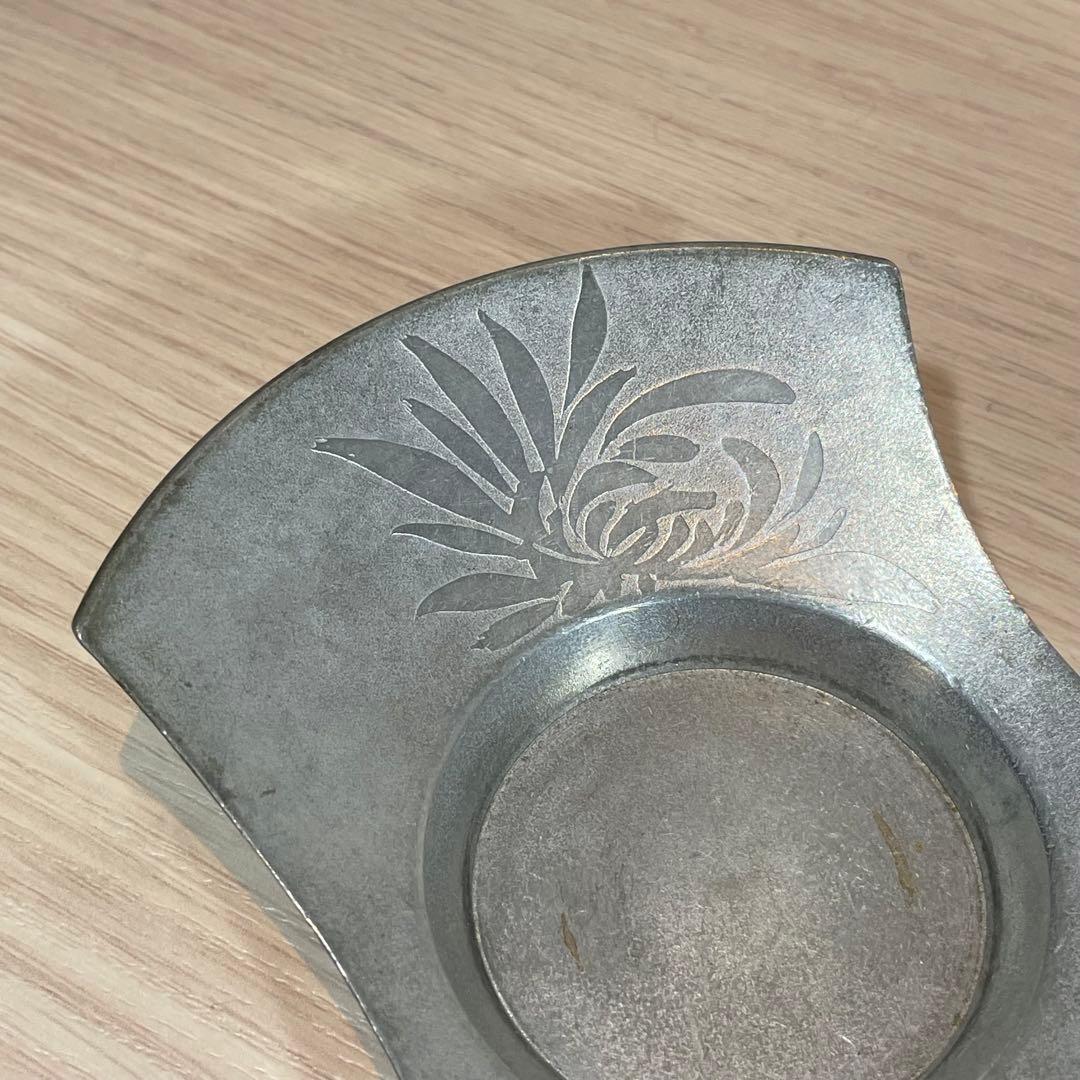 【匿名便】昭和 2年 薩摩 山﨑 錫器 分銅型 茶たく　5点セット