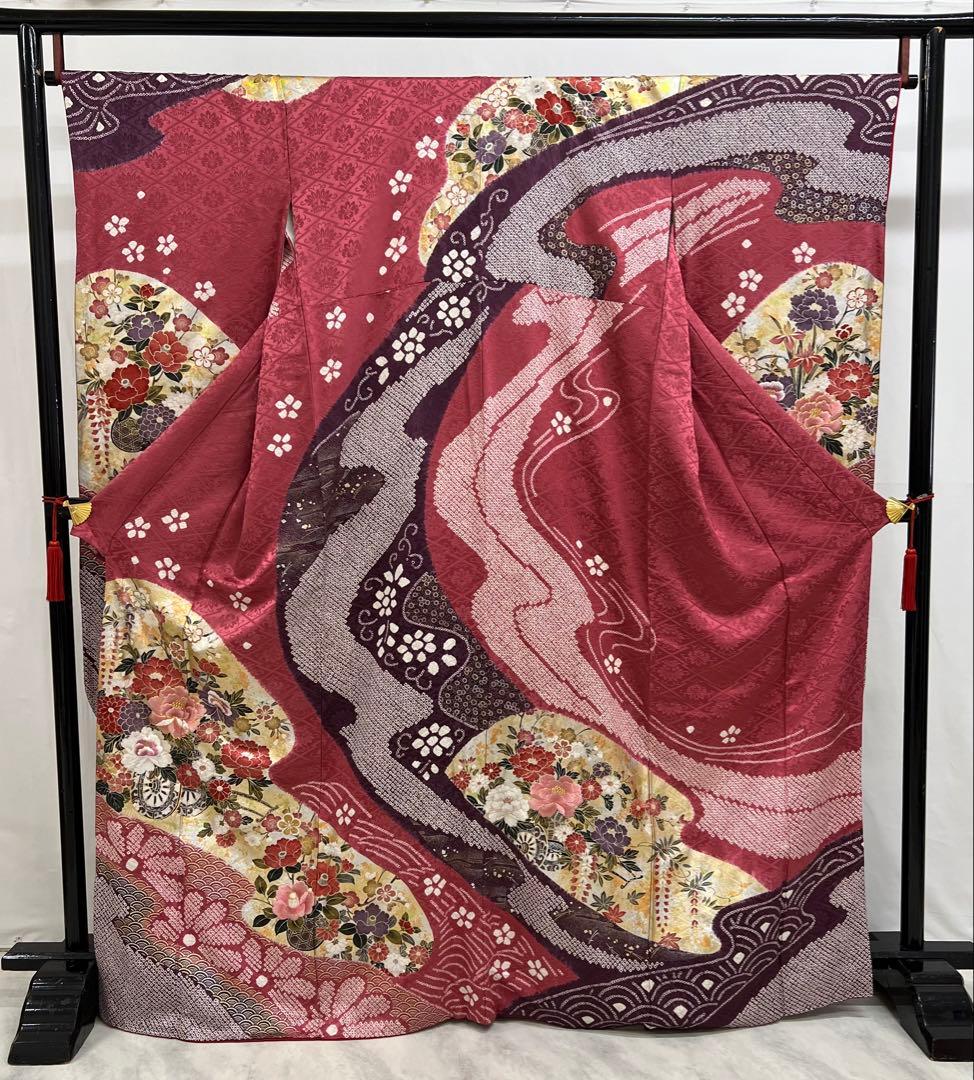 振り袖　フルセット　別誂長襦袢付　成人式　絞り入り　金彩加工　刺繍入り　630