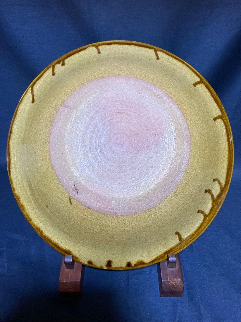 古作 湯町窯？　黄釉大鉢　大皿　スリップウェア 民藝　民芸